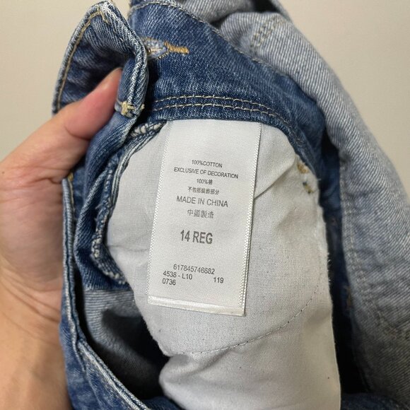 Levi's Kids Blue Denim Distressed Shortall sz 14 - Picture 7 of 9